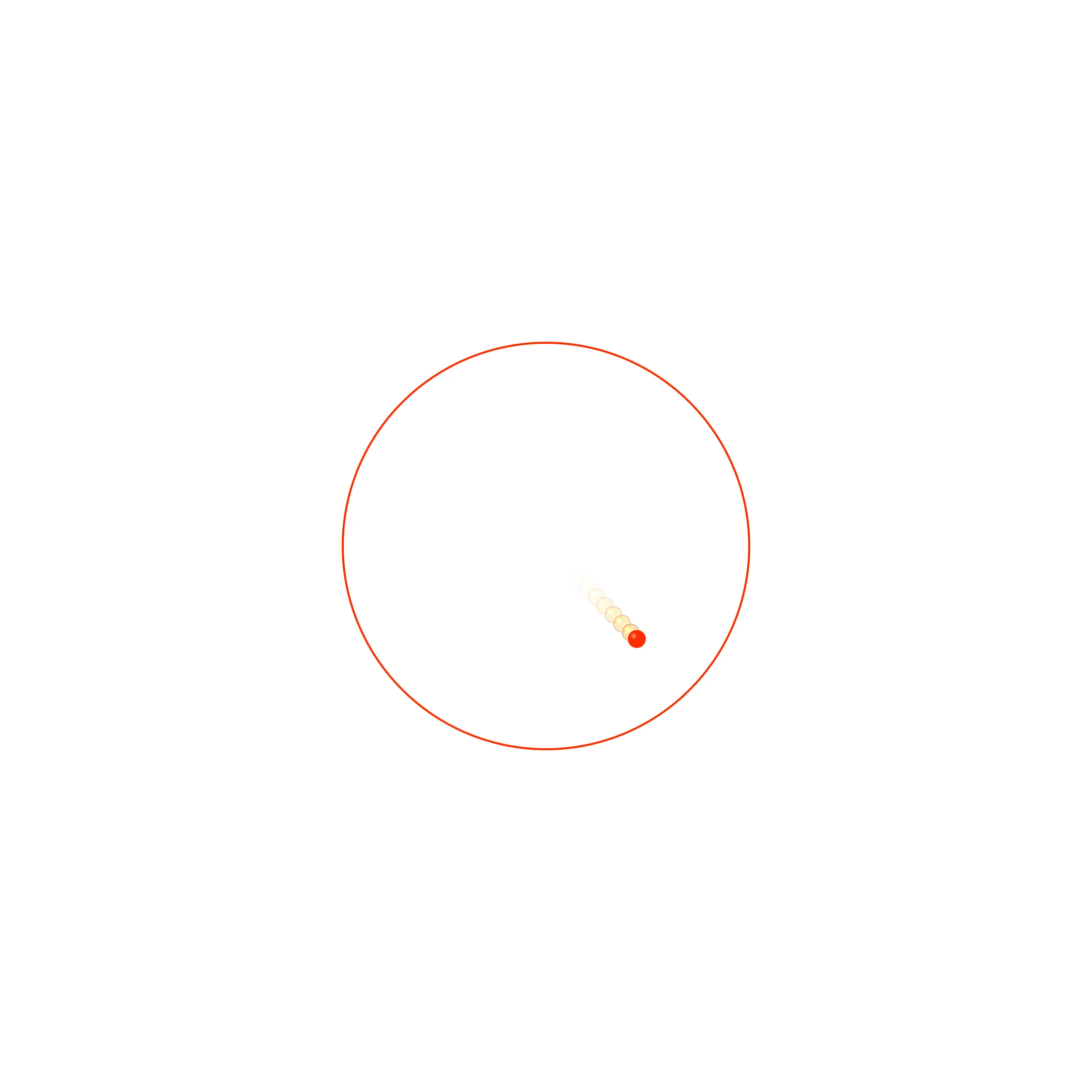 Modo rítmico ejecutándose en el estudio con una pelota rebotando dentro de un límite circular